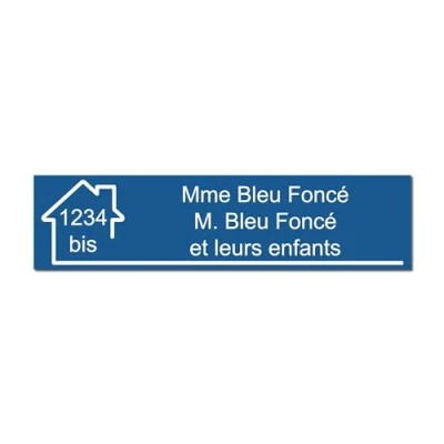 Immagine di Mygoodprice Targhetta incisa con nome e numero autoadesiva per cassetta delle lettere, 10 x 2,5 cm, personalizzabile, da 1 a 3 righe, blu scuro