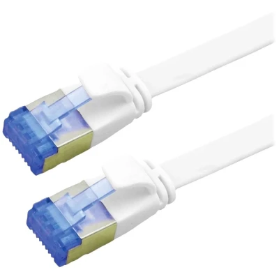 Immagine di Value 21.99.2164 RJ45 cavo di rete, patch CAT 6A F/UTP 1.50 m Bianco Schermato, piatto, contatti connettore dorati 1 pz.