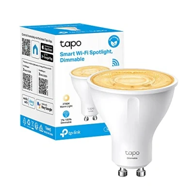 Immagine di Tapo L610 Lampadina Wi Fi Base GU10, Controllo Vocale Tramite Amazon Alexa o Google Assistant, 350 lumen, 3.5W, Giallo Caldo Dimmerabile, 2700 K, da Remoto