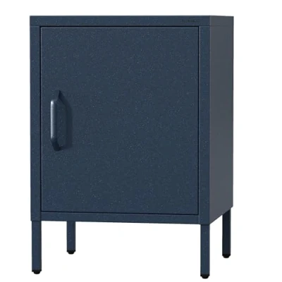 Immagine di Jan Nowak Comodino Camera da Letto in Metallo MIA Piccolo Scintillante con 1 Ripiano Regolabile Armadietto Moderno, Stile Industriale 42,4 x 59,5 40 cm Blu Marino