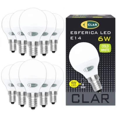Immagine di CLAR Lampadine a Led E14 6W, Sfera Luce, Lampadine, Senza Fili, Lampade Piccole, Luce Fredda 6W (Pack 10)