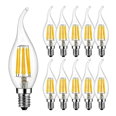 Immagine di RANBOO Lampadina LED Candela Fiamma E14 6W Equivalenti a 60W Bianco Caldo 2700K 600LM Forma C35 Non Dimmerabile Vetro 10 Pack