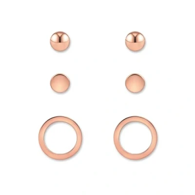 Immagine di Set di orecchini da donna tre a perno per la pelle in argento, oro o rosa I Gioielli orecchie con placcatura 18 carati (Oro rosa)