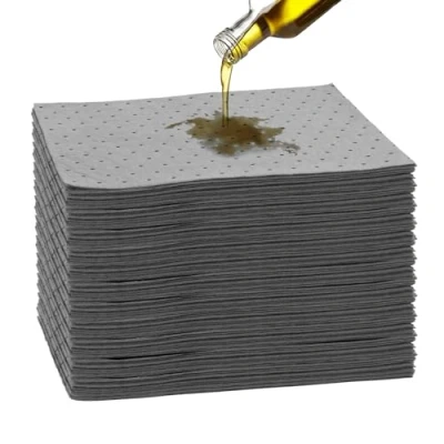 Immagine di cuscinetti assorbenti per olio, 25 x 33 cm, fogli di controllo delle fuoriuscite, assorbimento rapido olio e liquidi a base d&#039;acqua, con fossette, accessori garage, casa, garage