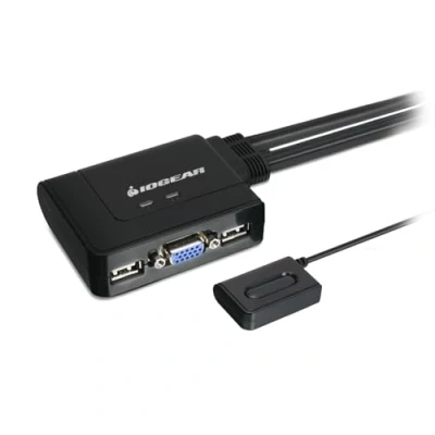 Immagine di IOGEAR VGA KVM Switch 2 PC 1 Monitor USB 1080P include Cavo da 1.8 m e Telecomando Interfacce Plug &amp; Play Compatibile con Windows Mac