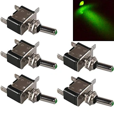 Immagine di Mintice™ 5 X 12V 20A luce verde interruttore a levetta LED SPST ON/OFF barca veicolo auto