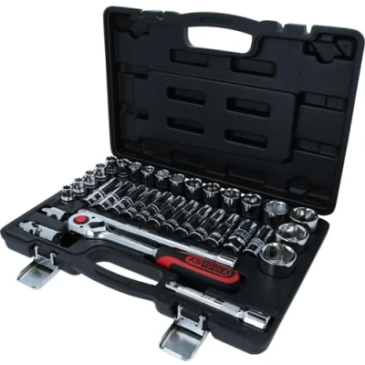 Immagine di KS Tools, Chiave a bussola + esagonale, Set di bussole 1/2&quot; CHROMEplus, 35 pezzi, trazione laterale (1/2&quot;)