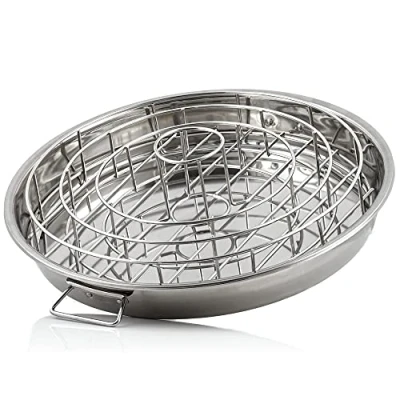 Immagine di BBQ Toro Supporto per costolette e Cosce di Pollo 3 in 1 Acciaio Inox con Vassoio raccogli Gocce Chicken Roaster Cono aromatico Costine
