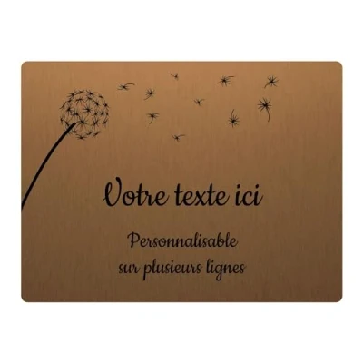 Immagine di Targhetta con motivo dente di leone autoadesivo, 20 x 15 cm, personalizzata, 1 a 3 righe, colore: bronzo
