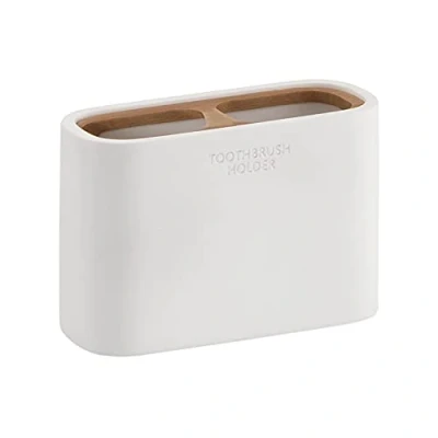 Immagine di Gedy Melbourne Portaspazzolini da Bagno, Misure e Peso: 8,5X12,8X5,6 CM &amp; 0,364 kg, Porta dentifricio spazzolino in resine, Finitura Bianco bambù, Design R&amp;S, 2 Anni di Garanzia, Unica