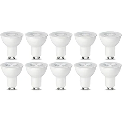 Immagine di Amazon Basics Lampadina LED GU10, 5.5W (equivalenti a 50W), Luce Bianca Calda, Dimmerabile Confezione da 10, reflector, plastic