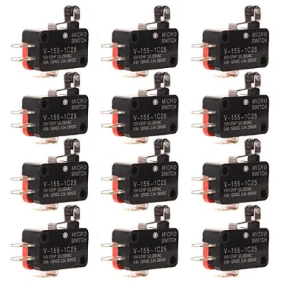Immagine di Gebildet 12pezzi Micro Interruttore Leva a Rullo, V 155 1C25 Finecorsa SPDT, 3Pin 2Posizione 1NO 1NC Mini Levetta, Braccio Pulsante Attuatore Momentaneo