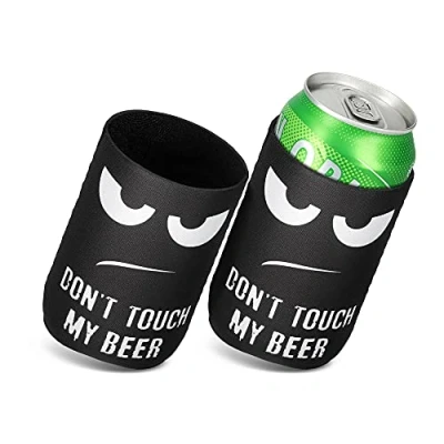Immagine di kwmobile 2x Cooler Sleeve Raffredda Lattina 6,5 x 10 cm Raffreddalattina in Neoprene bianco/nero Don&#039;t touch my beer Cooling Bag Lattine