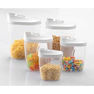 Immagine di Gearmax 5 Pezzi Trasparente Scatola Alimentare Ermetica Conservazione Cereali Frutta Secca