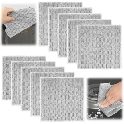 Immagine di Vicloon Strofinacci Multiuso in Filo Metallico, 10 PZ Panni per la Pulizia Microfibra, Panno Riutilizzabile Cucina Cotone, Stracci Piatti Cucina, Casa, Vetri