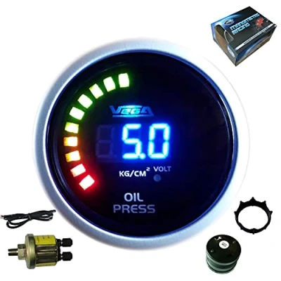Immagine di VEGA Manometro pressione olio 0 10 bar display digitale e LED 52 mm marca francese