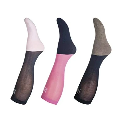 Immagine di HKM 3917 Calzini da adulto, in microcotone, 3 pezzi, colore: rosa/blu navy/grigio 38/40, 38/40
