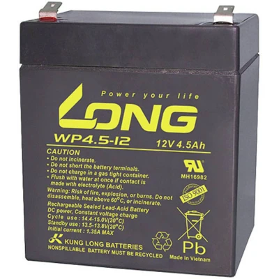Immagine di Long WP4.5 12 Batteria al Piombo V 4.5 Ah AGM (L x A P) 90 107 70 mm Spina piatta 4,8 Bassa autoscarica, Esente da manutenzione