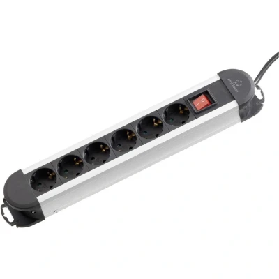 Immagine di Renkforce 614A CMB Multipresa con interruttore 6 scomparti Nero, Argento Schuko 1 pz.