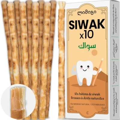 Immagine di Miswak Set di 10 bastoncini Siwak MODOGO Spazzolino da denti ecologico 100% naturale e biodegradabile Igiene zero rifiuti Vegan