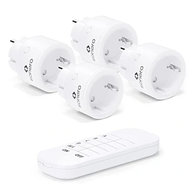 Immagine di sonero® set presa wireless 2300 watt 1 telecomando, 4 prese interne, portata 30 m, design compatto, bianco