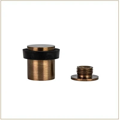 Immagine di EVI Herrajes Fermaporta 20 x 25 mm Base filettata Gomma Nera di Silicone Naturale Ottone Finitura Cuir Compresi utensile, vite + tassello fissaggio Mod. I 180 CU