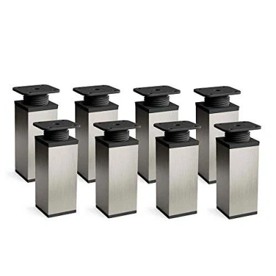 Immagine di sossai® Gambe per mobili MFV1 set di 8 regolabili in altezza Altezza: 120 mm (+20mm) Design: Inox Forma angolare: 40 x Viti inclusi