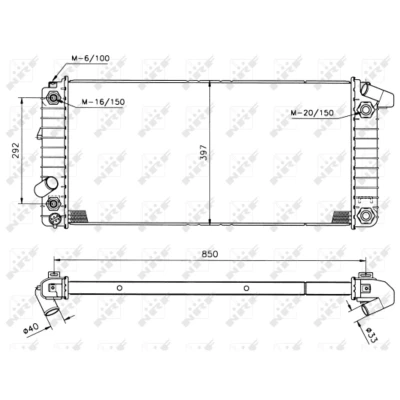 Immagine di NRF 50208 Radiatore motore Alluminio 774 383 32 con parti annesse Alette di raffreddamento saldate