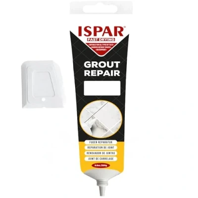 Immagine di ISPAR Set di 250 g, colore per fughe bagno e cucina, pronto all&#039;uso, ad asciugatura rapida, con spatola, riparazione delle fughe, inodore pratico