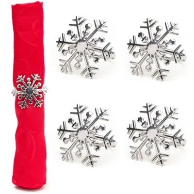 Immagine di Christmas Concepts® Set di 4 Portatovaglioli in Argento Natale Lusso Impostazioni da tavola (Albero) (Fiocco Neve)