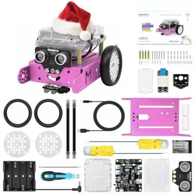 Immagine di Makeblock mbot Robot Programmabile Bambini, Coding Giocattolo Compatibile con Programmazione Scratch e Arduino, Kit da Costruire, Robotica Educativa per Bambini 6+ Anni Rosa