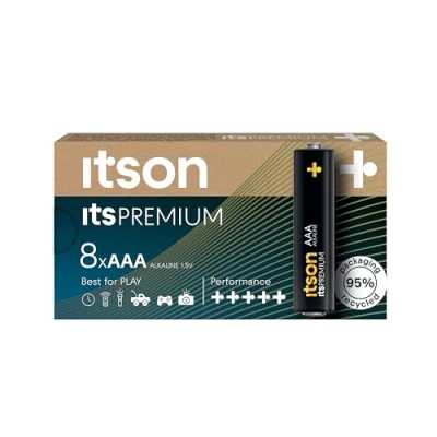 Immagine di ITSON, AAA Premium batterie alcaline, confezione da 8, consigliate per fotocamere, controller di gioco, LR3IPR/8CP