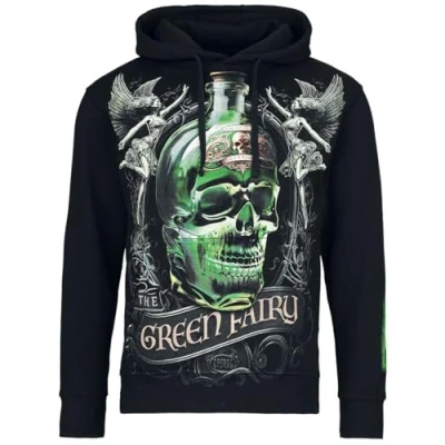 Immagine di Spiral The Green Fairy Uomo Felpa con Cappuccio Nero XL 100% Cotone Regular
