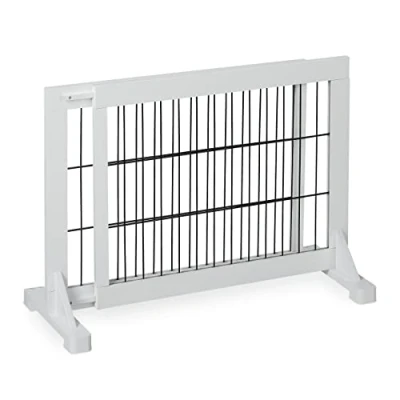 Immagine di Relaxdays Cancelletto per Bambini, Barriera Cani e Neonati, Recinzione Scale, Cancellino HxL: 56x70 115 cm, Bianco, Legno Lega di Acciaio