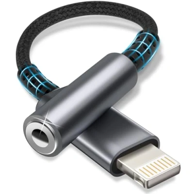 Immagine di Esiposs Adattatore i Phone Jack 3,5 mm [Certificato MFi] Lightning Cavo Dongle HiFi Cuffie Compatibile con 14/13/12/11/X/8/7/Pad/i OS, Gris