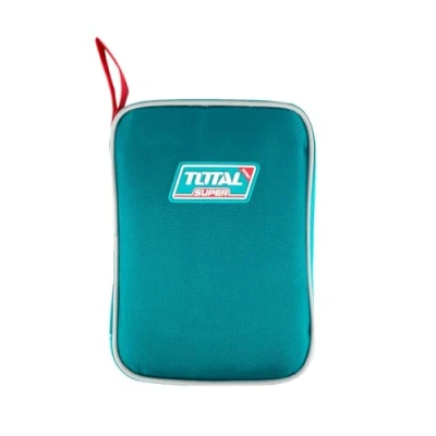 Immagine di TOTAL Set di 9 Utensili in Custodia Tela Metro a Nastro Cacciavite Phillips e Piatto Chiave Regolabile Pinza Becco Universale Cutter Tester Mini Martello