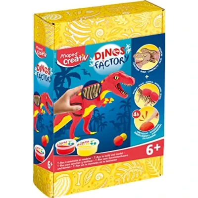 Immagine di Maped Creativ Dinos Factory T Rex Scheletro in legno da assemblare, motivo: dinosauro modellare con pasta indurente, per hobby creativo 6 anni