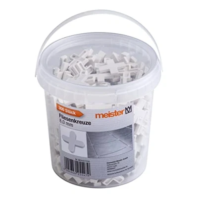 Immagine di Meister Distanziatori per piastrelle, 8,0 mm, pratico set da 300 pezzi, in robusto polipropilene, colore bianco, accessori supporto la posa delle croci di giunzione,
