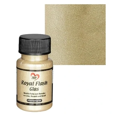 Immagine di Ideen mit Herz Royal Flash Colore per vetro, metallizzato, con particelle glitterate, 50 ml (champagne)