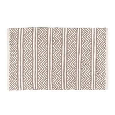 Immagine di Wenko Tappeto da Bagno Shaki Realizzato con Bottiglie di Pet riciclate, Lavabile e sostenibile, in Stile Boho, Tappetino Doccia Retro Antiscivolo, Bianco/Naturale, Poliestere, 50x80cm