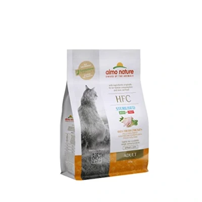 Immagine di almo nature HFC Adult Sterilized Mangime Secco, bilanciato e Completo per Gatti con 100% Pollo Fresco di qualità