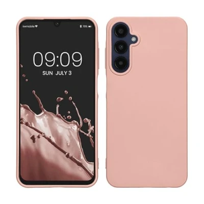 Immagine di kwmobile Custodia Compatibile con Samsung Galaxy A25 Cover Back Case Morbida Protezione in Silicone TPU Effetto metallizzato oro rosa