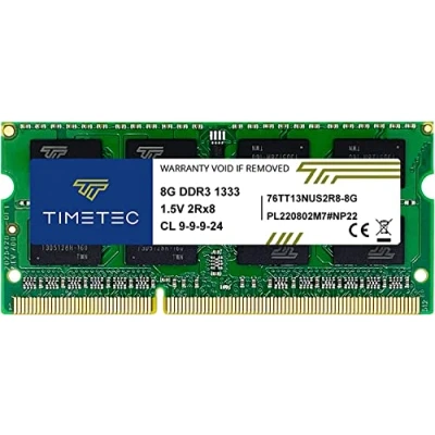 Immagine di Timetec Hynix IC DDR3 1333 MHz PC3 10600 Unbuffered Non ECC 1.5V CL9 2Rx8 Dual Rank 204 Pin SODIMM, modulo di memoria per computer portatile/taccuino (1333Mhz 8GB)