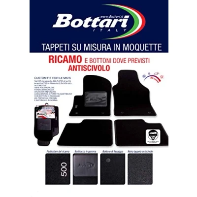 Immagine di Bottari 39045 Set Tappeti Auto Su Misura In Moquette, Nero, 4 Pezzi