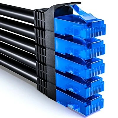 Immagine di deleyCON 5x 0,5m CAT6 Set di Cavi Rete Corto 50cm U UTP RJ45 CAT 6 Cavo Patch LAN Ethernet DSL Switch Router Modem Ripetitore Pannello Nero
