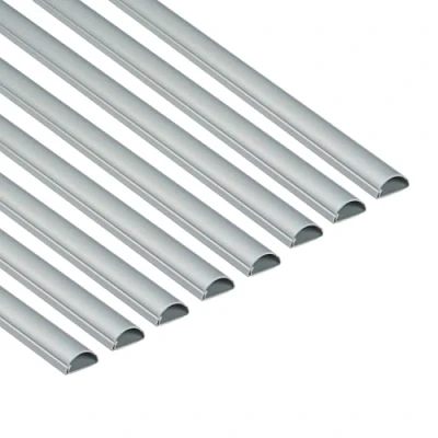 Immagine di D Line Mini Passacavi, Canalina Tubo Copricavi, Passacavi Pavimento 30mm (L) x 15mm (A) 8x 1m Lunghezze (Multipack 8 metri) Effetto Alluminio