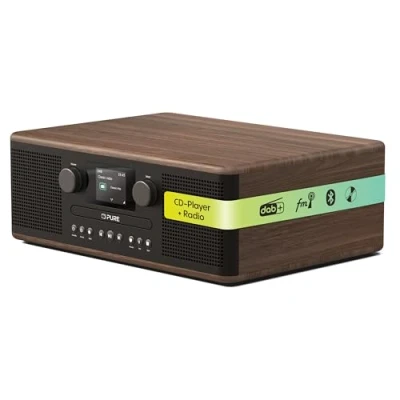 Immagine di Pure Classic C D6 Sistema Musicale (Lettore CD, DAB+/FM, Bluetooth, AUX, USB, Sveglia/Timer per il Sonno) Caffè Nero/Noce