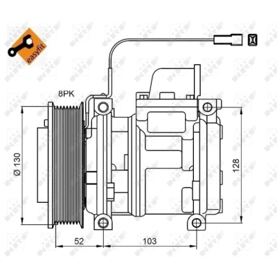 Immagine di NRF 32824 compressore Aria Condizionata 10PA15C 24 PAG 46 con olio PAG, anello tenuta EASY FIT