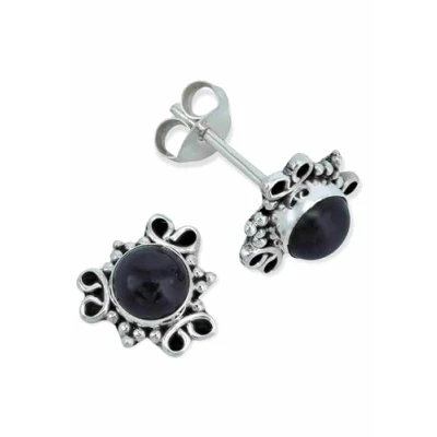 Immagine di Orecchini a perno argento 925 con pietre preziose Onice pietra nero in sterling da donna vero (MOS 091 03)