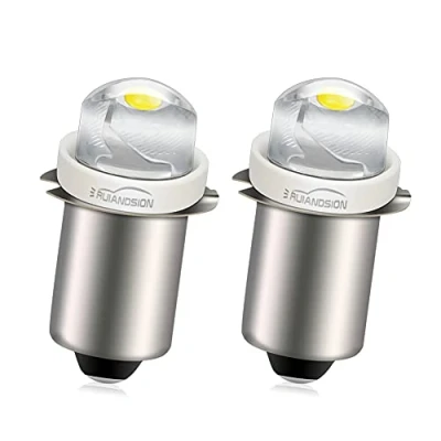 Immagine di Ruiandsion 2 lampadine a LED P13.5S da 6 V 0,5 W, colore bianco, 6000 K, non polari, adatte sia terra negativa che positiva